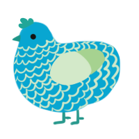 A cerulean and gluppy chicken with a lace pattern