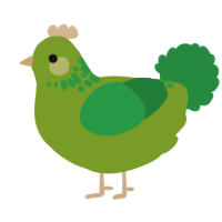 aw dang it, a chartreuse and viridian chicken with a neck-speckle pattern