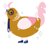 A ochre and rose chicken with a neck-band pattern