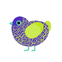 Lucid Hallucination, a indigo and lime chicken with a double-lace pattern