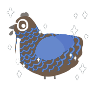 Moro, a bark and ultramarine chicken with a lace pattern