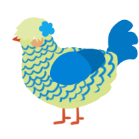 Tropicala, a lemon and sapphire chicken with a lace pattern