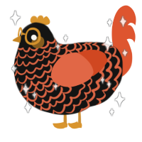 A black and vermilion chicken with a lace pattern