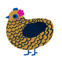 Henrietta, a gold and tumblr chicken with a lace pattern
