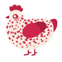 It Me, a cream and crimson chicken with a speckle pattern