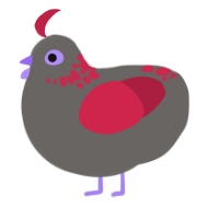 (unnamed), a grey and crimson chicken with a neck-speckle pattern