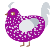 A plum and mist chicken with a speckle pattern