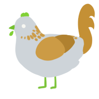 white bread, a mist and gold chicken with a neck-speckle pattern