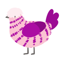 Heartie, a rose and plum chicken with a bar pattern