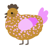 Orange Cake, a gold and lavender chicken with a speckle pattern