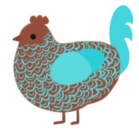 (unnamed), a russet and aqua chicken with a double-lace pattern