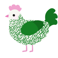 Gardener, a white and leaf chicken with a double-lace pattern