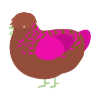 (unnamed), a russet and fuchsia chicken with a half-lace pattern