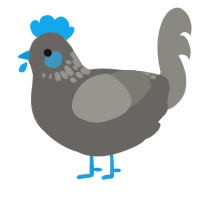 Greeble, a grey and ash chicken with a neck-speckle pattern