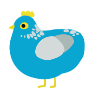 Spip, a cerulean and silver chicken with a neck-speckle pattern