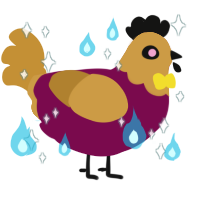 Mr NEO, a wine and gold chicken with a head pattern