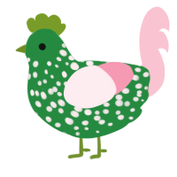 spring pollen, a viridian and rose chicken with a speckle pattern