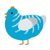 A cerulean and mist chicken with a half-bar pattern