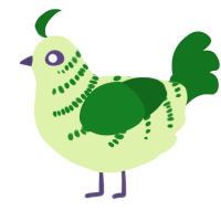 A apple and leaf chicken with a half-bar pattern