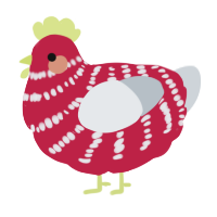 Canezy, a crimson and mist chicken with a bar pattern