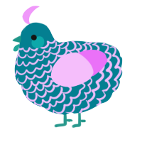 A sea and lavender chicken with a lace pattern
