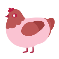 human heart, a rose and red chicken with a head pattern