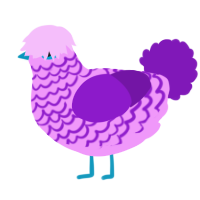 A lavender and violet chicken with a lace pattern