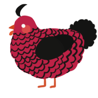 (unnamed), a crimson and black chicken with a lace pattern