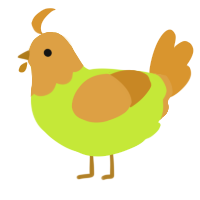 (unnamed), a lime and orange chicken with a head pattern