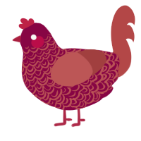 (unnamed), a maroon and red chicken with a double-lace pattern