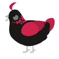 (unnamed), a sable and crimson chicken with a neck-speckle pattern