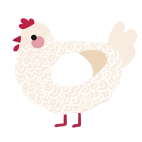 Cadburry, a cream chicken with a double-lace pattern