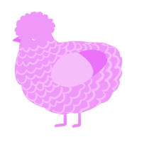 Leela, a lavender chicken with a lace pattern