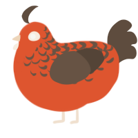 A vermilion and bark chicken with a half-lace pattern