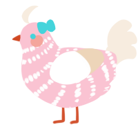 Circus Cookie, a rose and cream chicken with a bar pattern