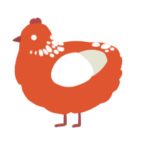 Wrim Wram Wrom, a vermilion and white chicken with a neck-speckle pattern