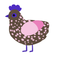 free, a bark and pink chicken with a speckle pattern