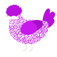 A white and amethyst chicken with a double-lace pattern