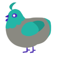 Blue Miku, a ash and turquoise chicken with a head pattern