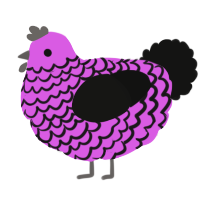A orchid and black chicken with a lace pattern