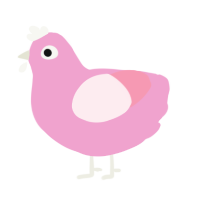 worm, a pink and rose chicken
