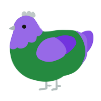 For Henbit, a viridian and blurple chicken with a head pattern