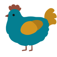 A sea and ochre chicken