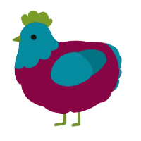 A maroon and sea chicken with a head pattern