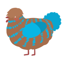 (unnamed), a brown and cerulean chicken with a bar pattern