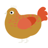 Bentley, a gold and vermilion chicken with a half-lace pattern