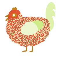 (unnamed), a vermilion and apple chicken with a double-lace pattern