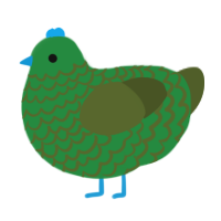 A viridian and olive chicken with a lace pattern