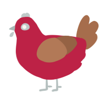 A crimson and brown chicken