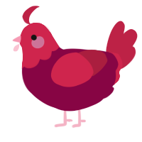 A maroon and crimson chicken with a head pattern